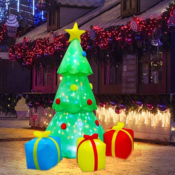 🆕5.9 FT Christmas Inflatable Tree with Rotating Projection Lamp Outdoor Decor - Picture 9 of 9